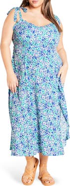 City Chic Tamara Floral Tie Strap Midi Sundress