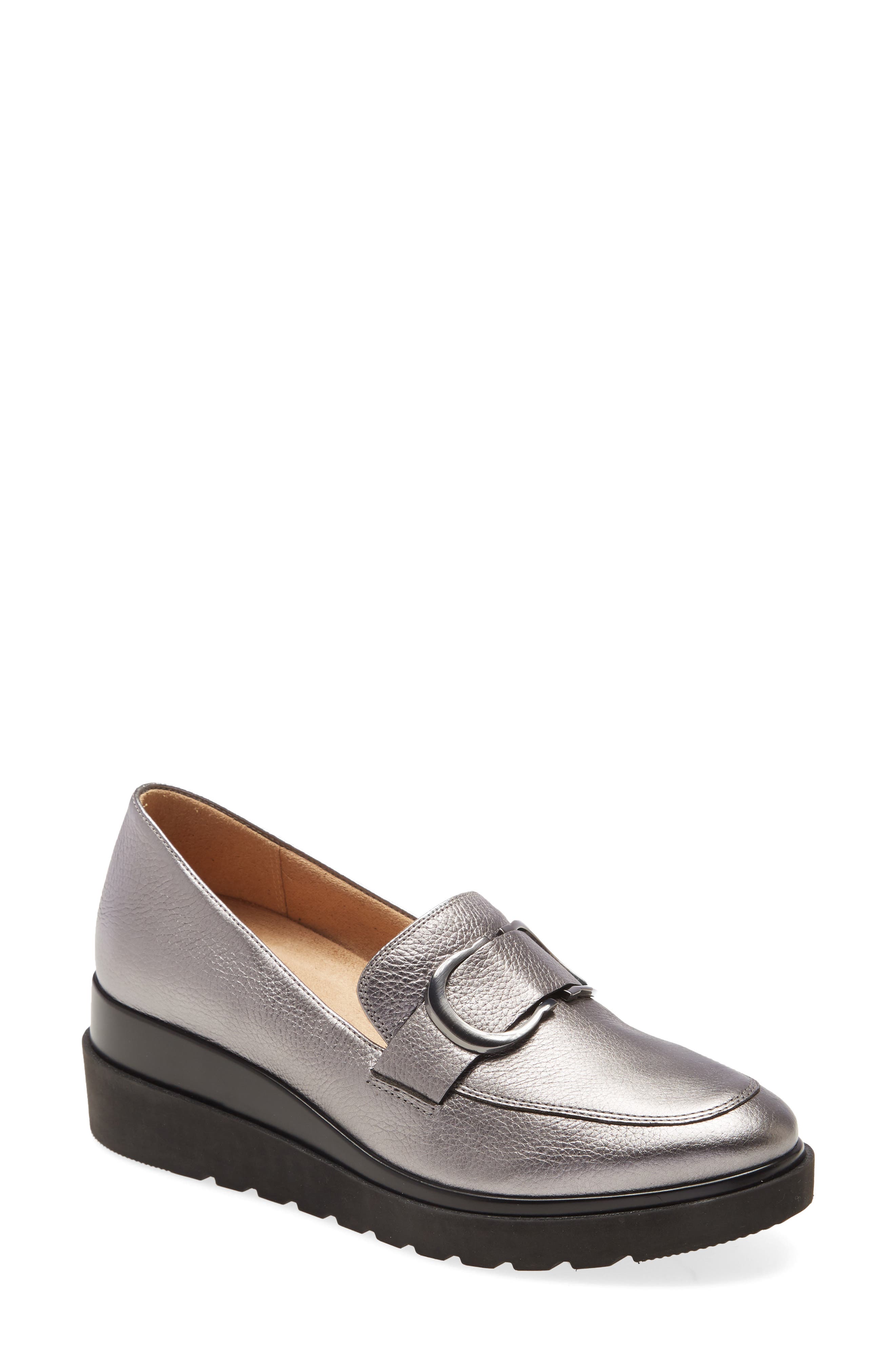 Somerset Wedge Loafer, Main, color, PEWTER LEATHER
