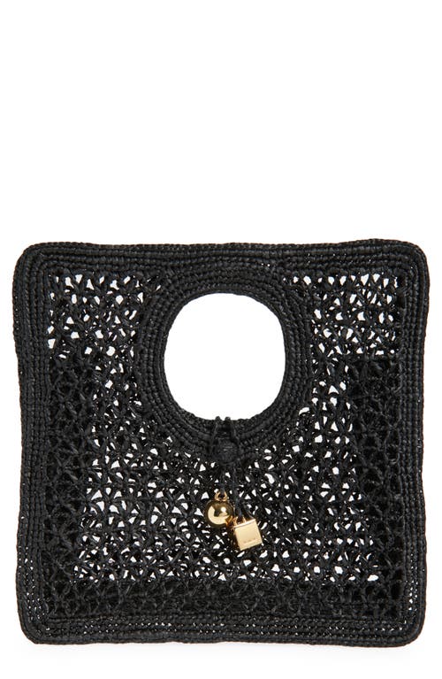Jacquemus Carre Spiaggia Embellished Braided Raffia Tote In Black 990