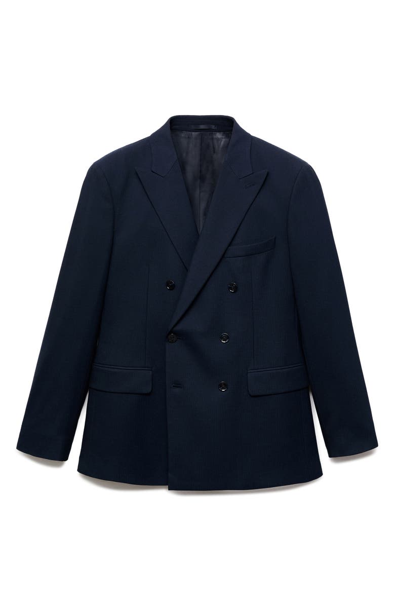 MANGO Slim Fit Double Breasted Blazer, Alternate, color, Navy