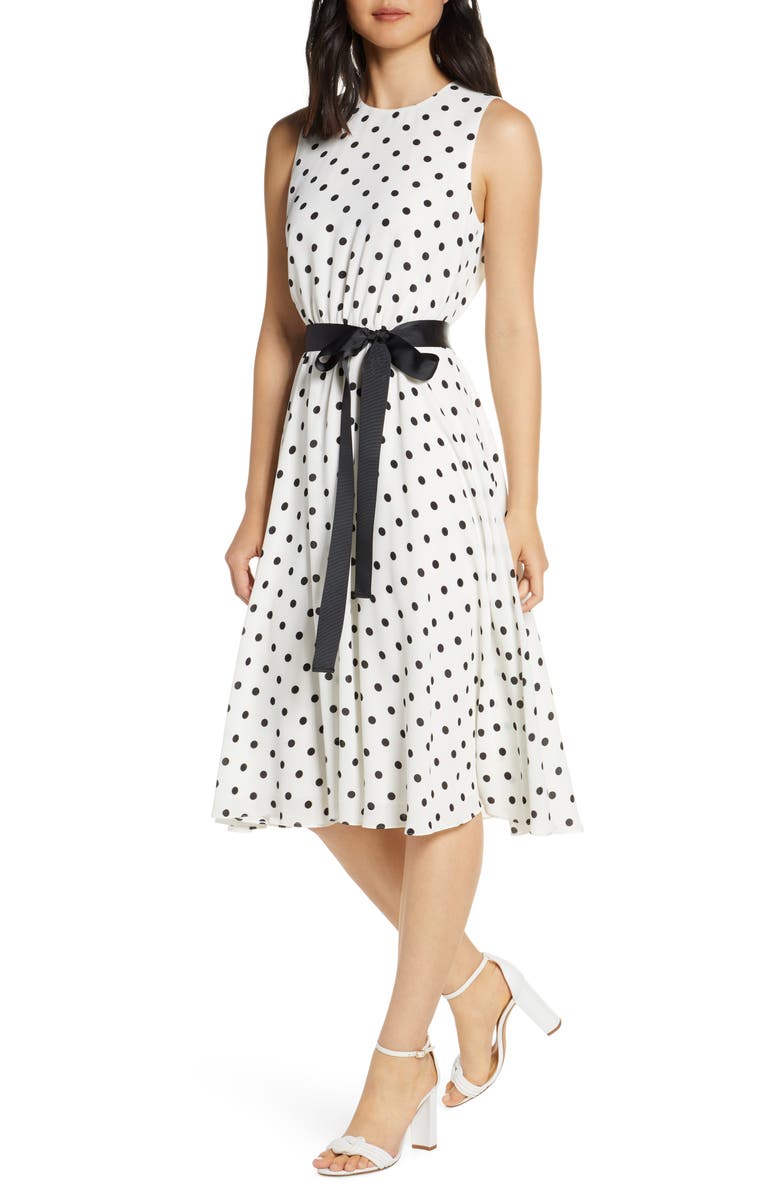 Harper Rose Polka Dot Fit & Flare Dress, Main, color, 