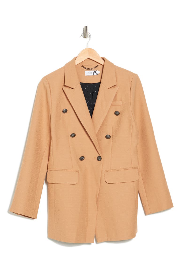 Princess Polly Textured Blazer, Alternate, color, CAMEL