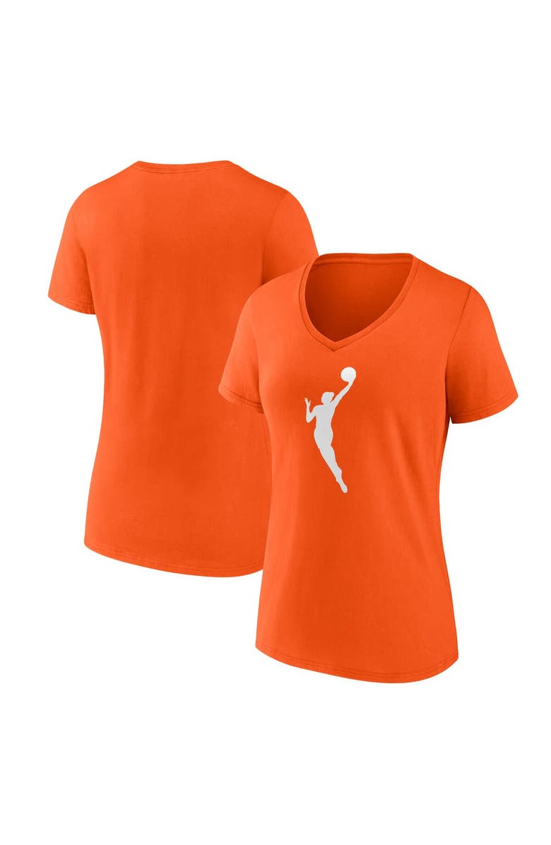 FANATICS Women's Fanatics Orange WNBA Logo V-Neck T-Shirt, Main, color, 