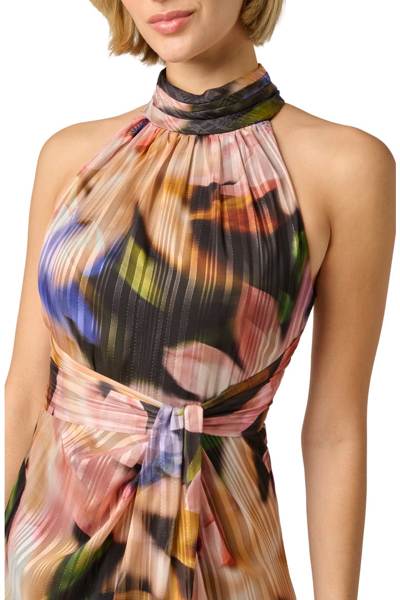 Floral Chiffon Gown, Alternate, color, BLACK MULTI