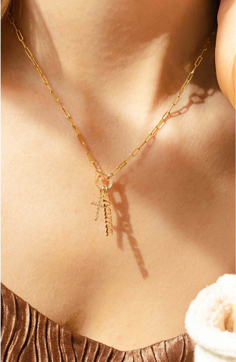 MADE BY MARY CZ Poppy Cross Charm, Alternate, color, Gold Vermeil