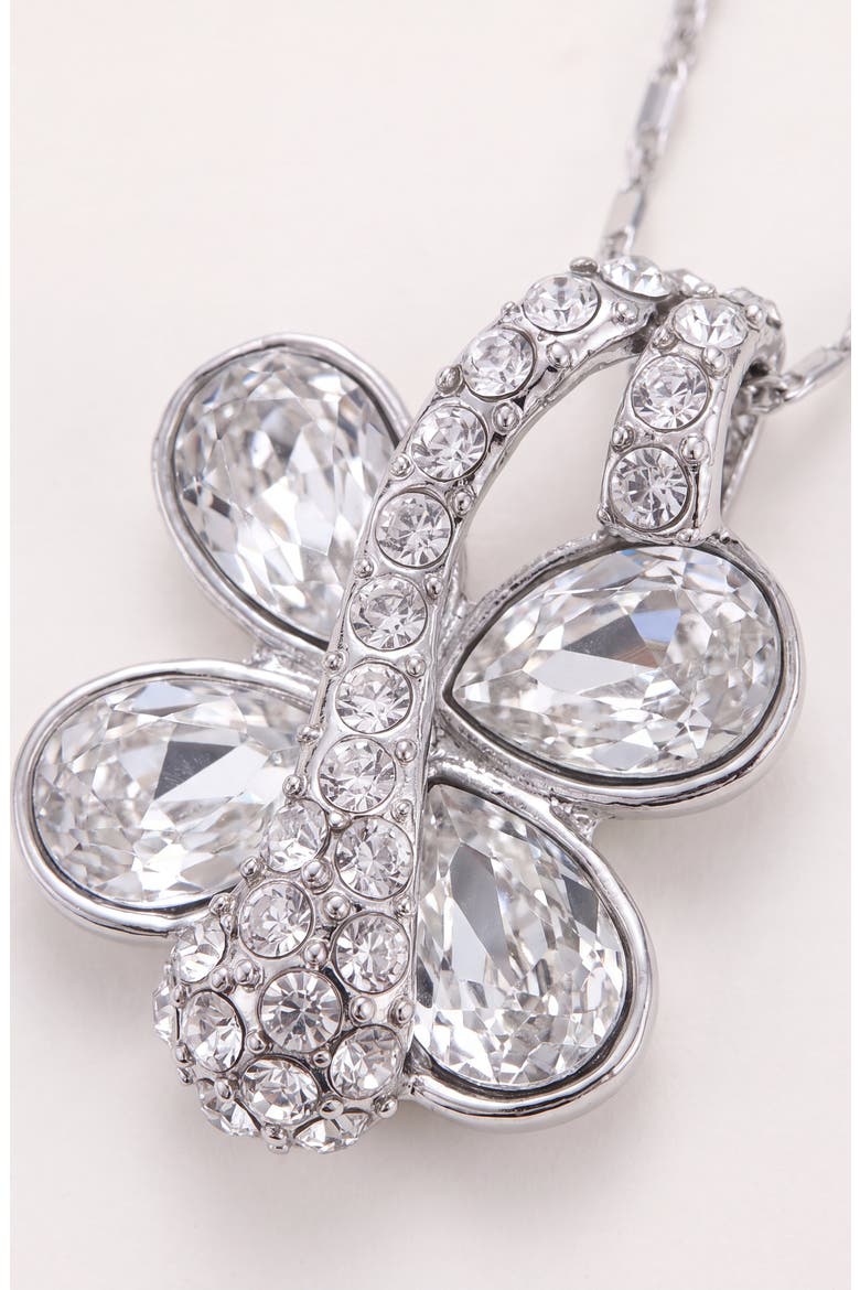 Butterfly Crystal Drop Pendant Necklace, Alternate, color, Silver
