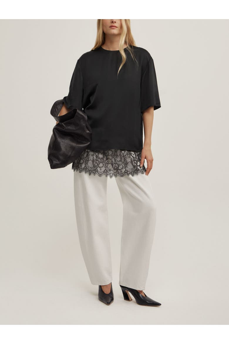 Satin T-shirt, Alternate, color, Black