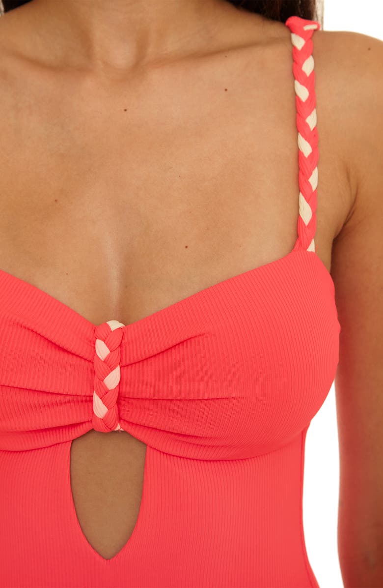 Becca Modern Edge One-Piece Swimsuit, Alternate, color, Caliente