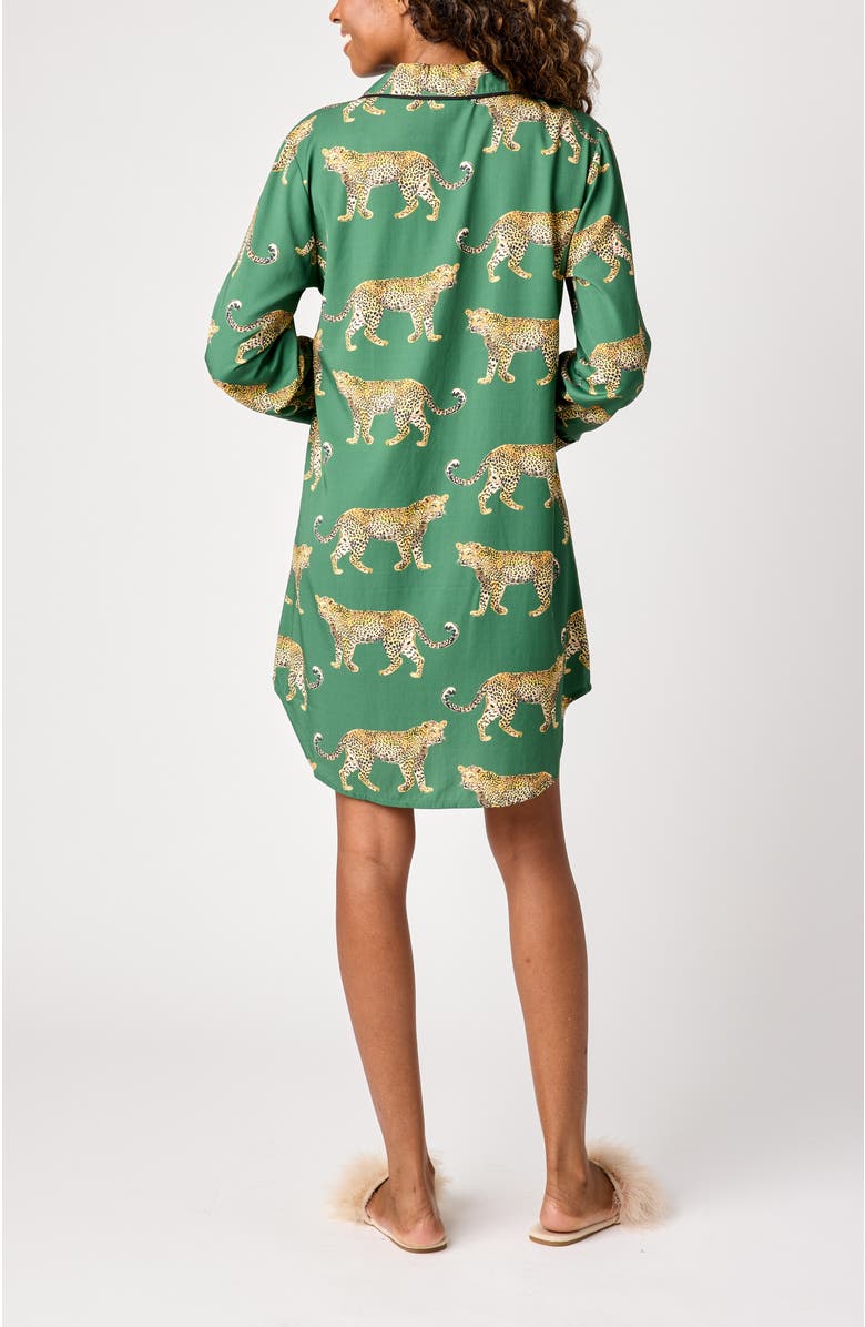 Katie Kime Cheetahs Sleep Shirt, Alternate, color, Dark Green