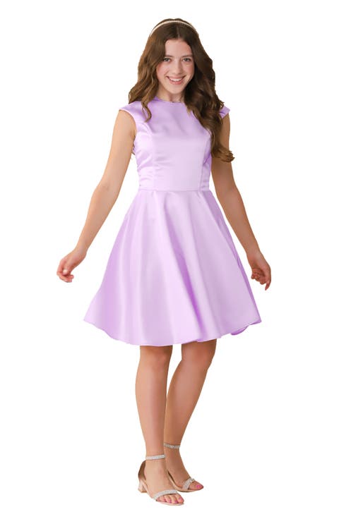 Kids' Cap Sleeve Satin Dress