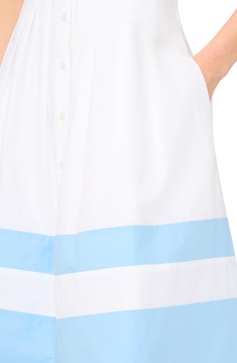 Halogen<sup>®</sup> Colorblock Short Sleeve Cotton Shirtdress, Alternate, color, Bright White