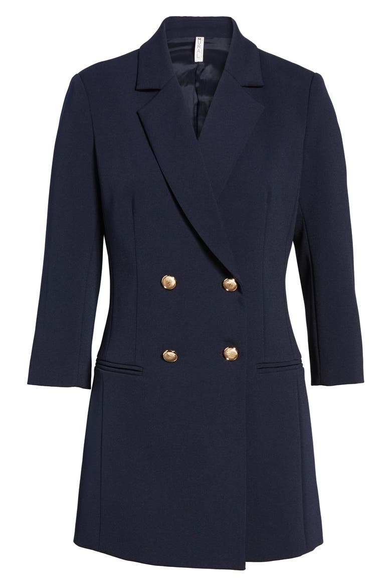 Longline Double Breasted Blazer, Alternate, color, NAVY