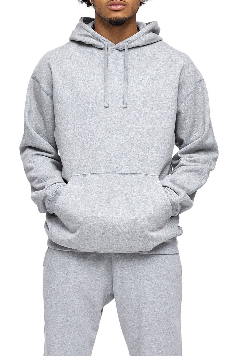 Midweight Terry Relaxed Hoodie, Main, color, HEATHER GY