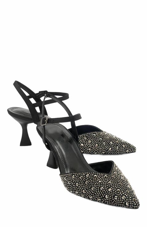 Vilka Embellished Slingback Kitten Heel Pumps