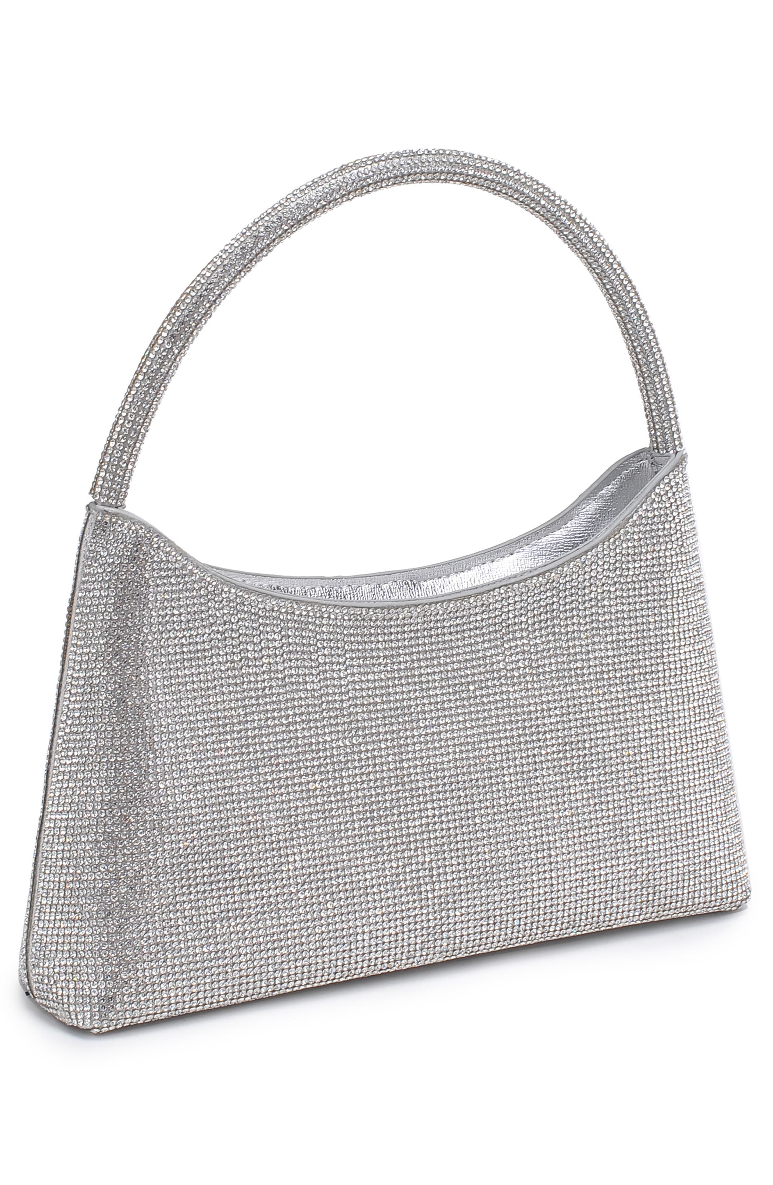 Embellished Top Handle Bag, Alternate, color, SILVER