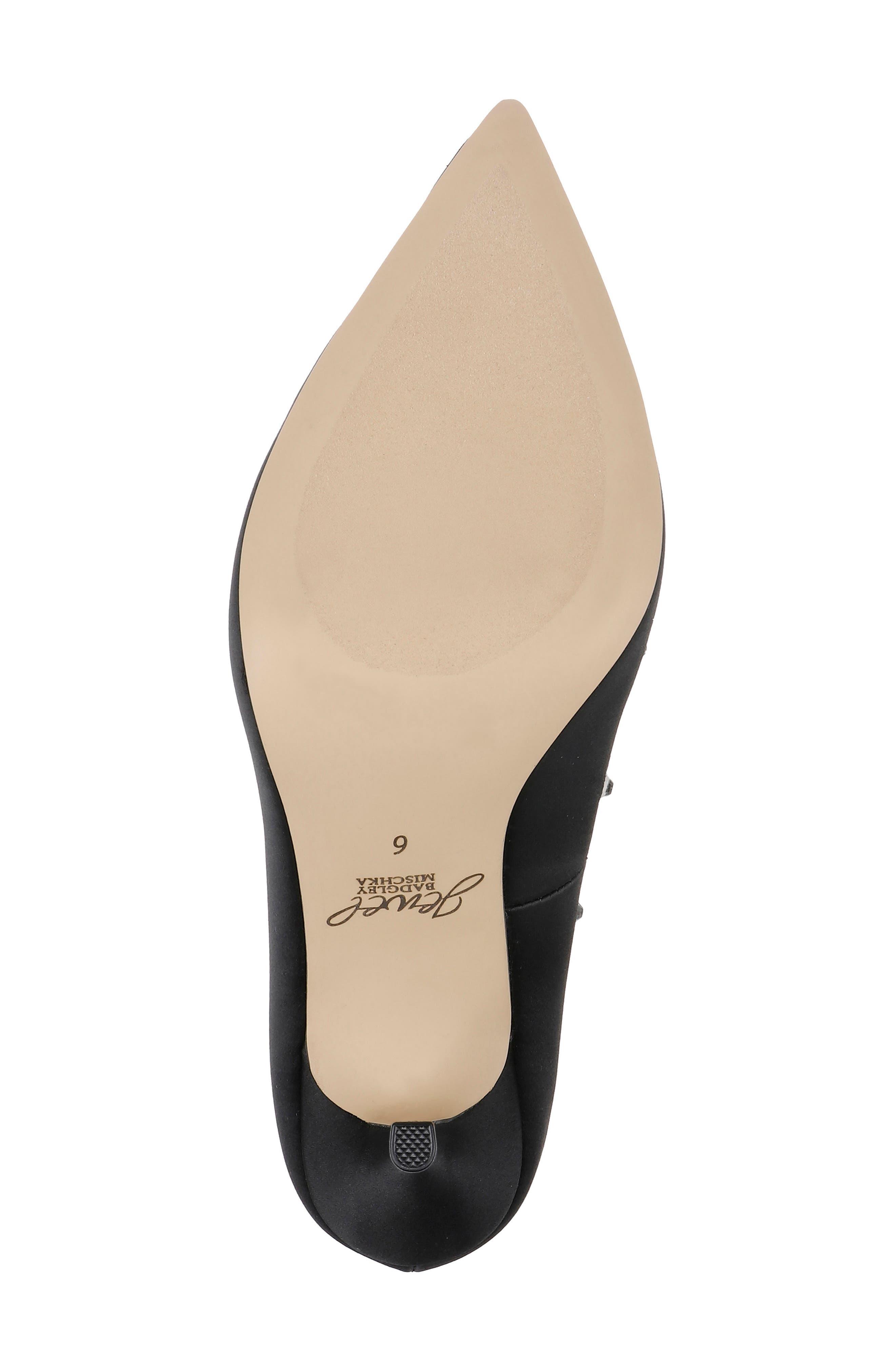 Jewel Badgley Mischka Eleni Pointed Toe Pump, Alternate, color, Black Satin