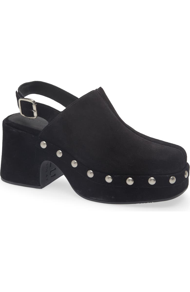 Chocolat Blu Harley Slingback Platform Clog, Main, color, Black Suede