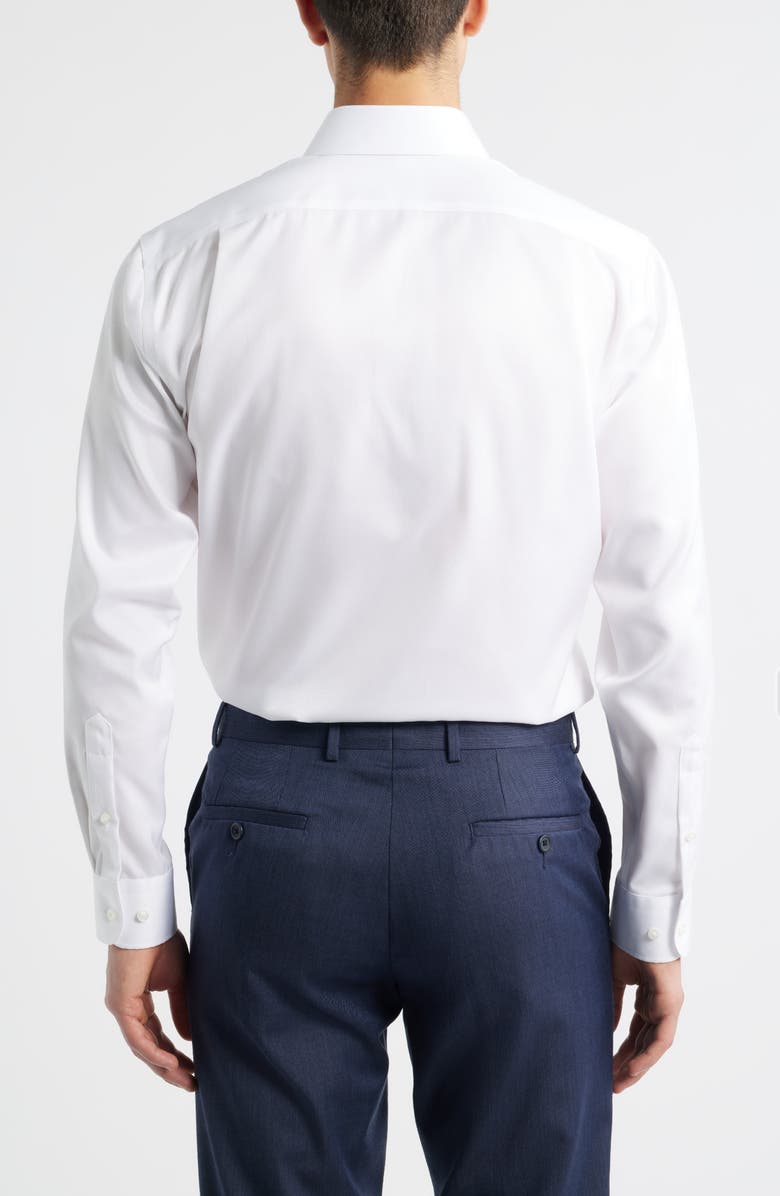 Nordstrom Trim Fit Solid Premium Non-Iron Cotton Herringbone Dress Shirt, Alternate, color, White Twist Pat