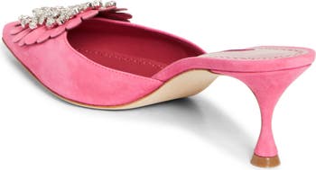 【優美な存在感】Manolo Blahnik Shogmuスエードミュール Manolo Blahnik Shogmu Jewel-Embellished Suede Mules | Saks