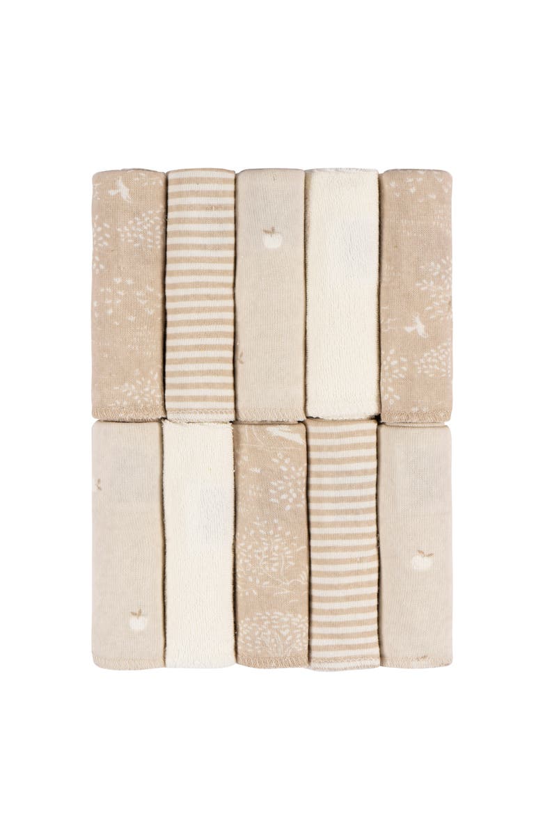 Just Born French Terry Washcloths Set, Pinks, One Size, Main, color, Nature Tan