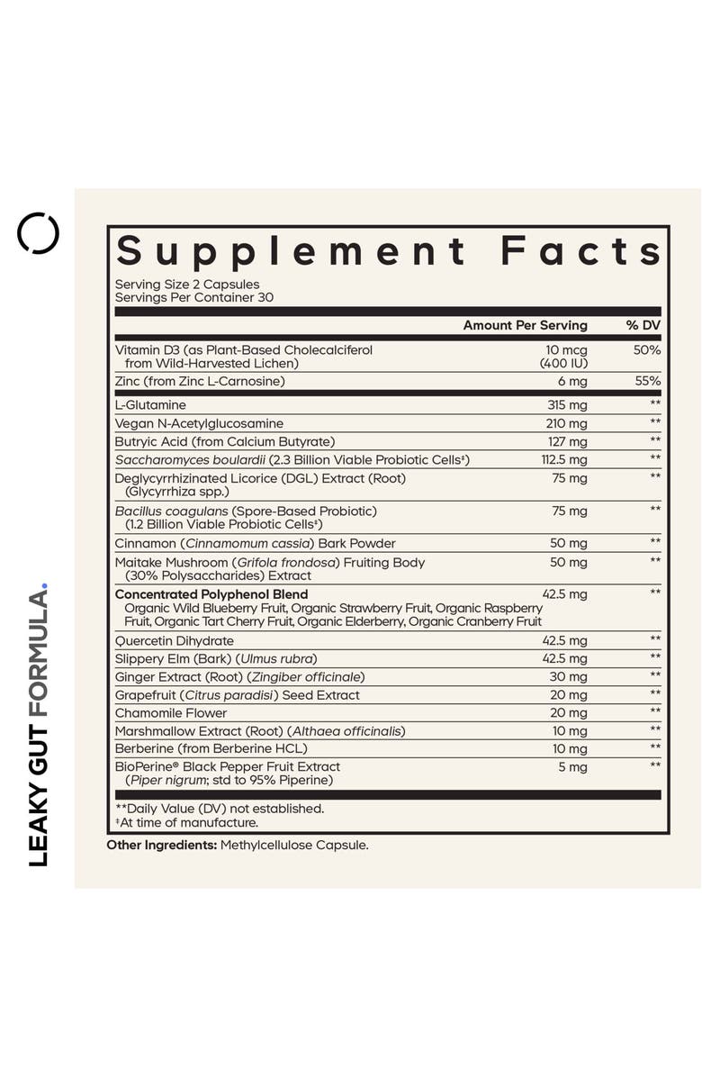 Codeage Leaky Gut L-Glutamine  + Probiotics Supplement, Alternate, color, White