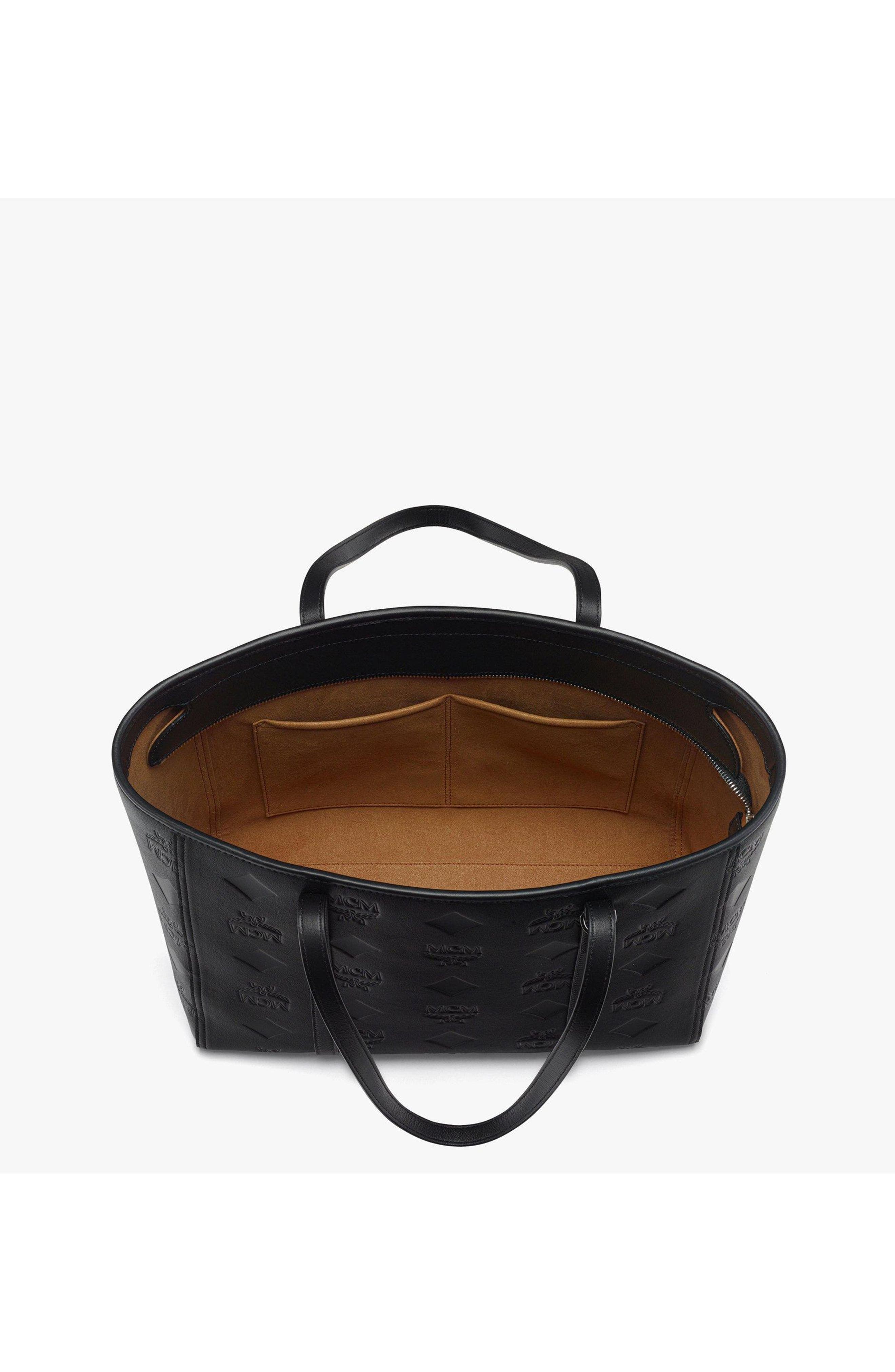 MCM Medium Toni Top-Zip Shopper in Maxi Monogram Leather, Alternate, color, Black