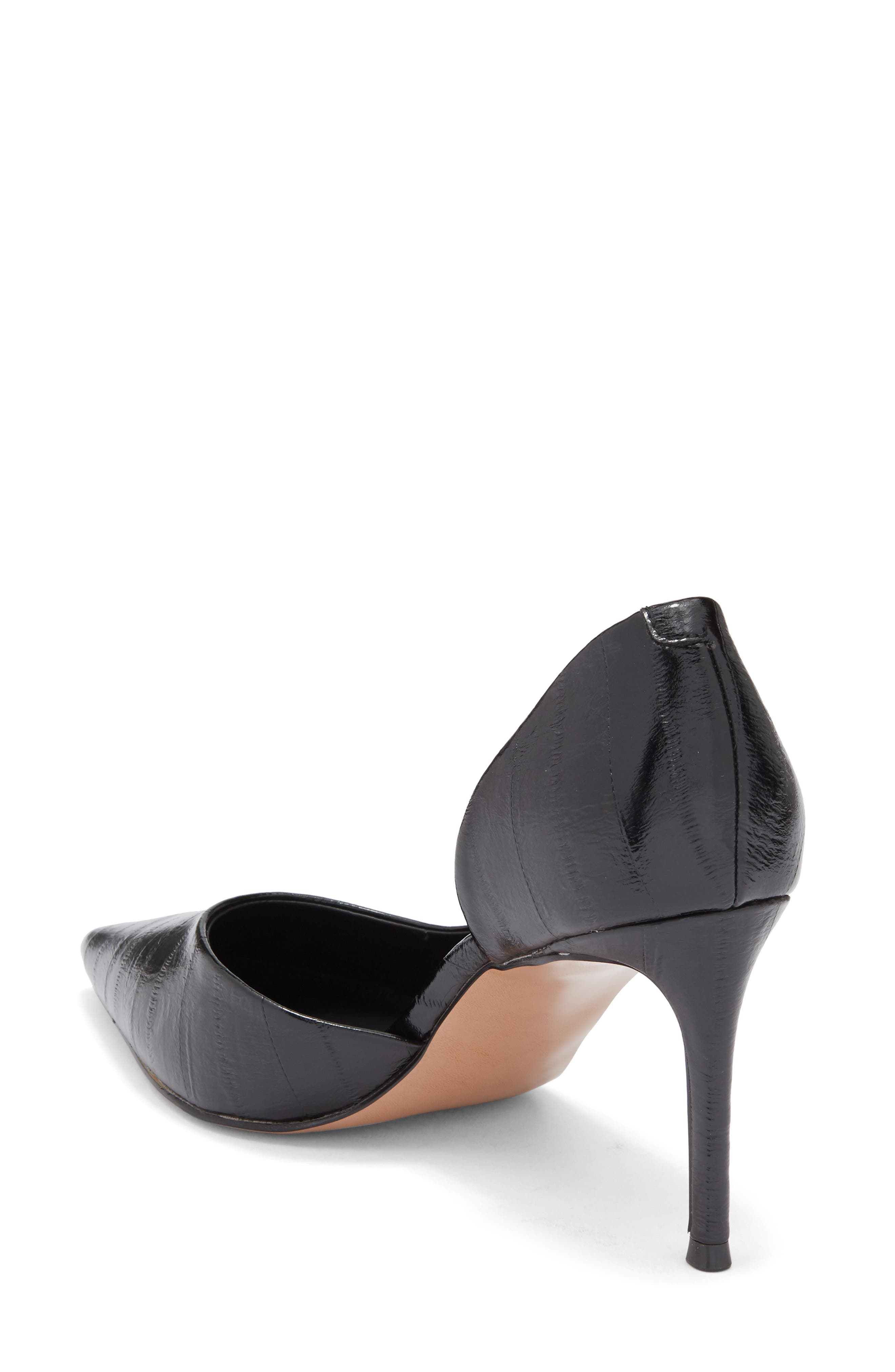 Steve Madden Nula Pointed Toe Half d'Orsay Pump, Alternate, color, Black Eel