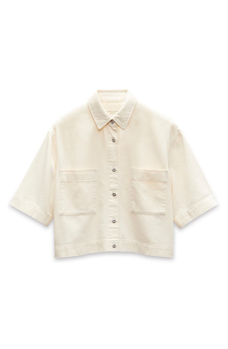 rag & bone Ultra Featherweight Lenna Crop Denim Button-Up Shirt, Alternate, color, Ecru