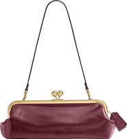 COACH Kisslock Frame Bag 30 Glazed Leather Clutch