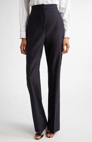 Max Mara Delfino Long Virgin Wool & Silk Flare Leg Trousers