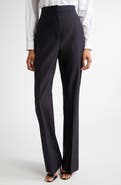 Max Mara Delfino Long Virgin Wool & Silk Flare Leg Trousers