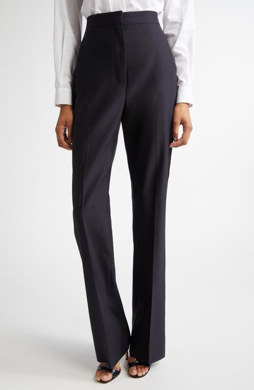 Max Mara Delfino Long Virgin Wool & Silk Flare Leg Trousers In Midnight Blue