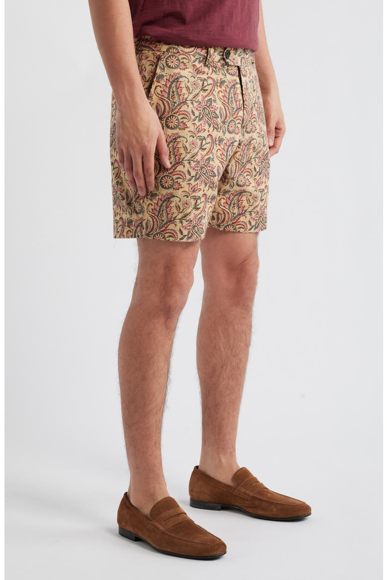 Floral Paisley Flat Front Cotton Shorts, Alternate, color, PAISLEY