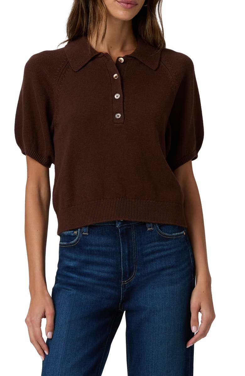 PAIGE Birch Puff Sleeve Cotton Blend Sweater, Main, color, Tamarind