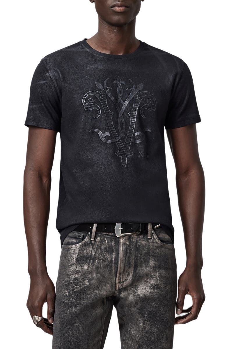 John Varvatos 25th Anniversary Embroidered T-Shirt, Main, color, Black