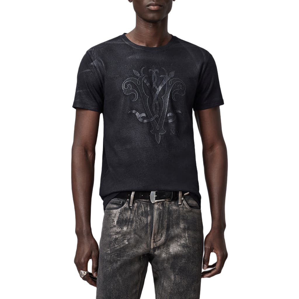 John Varvatos 25th Anniversary Embroidered T-shirt In Black