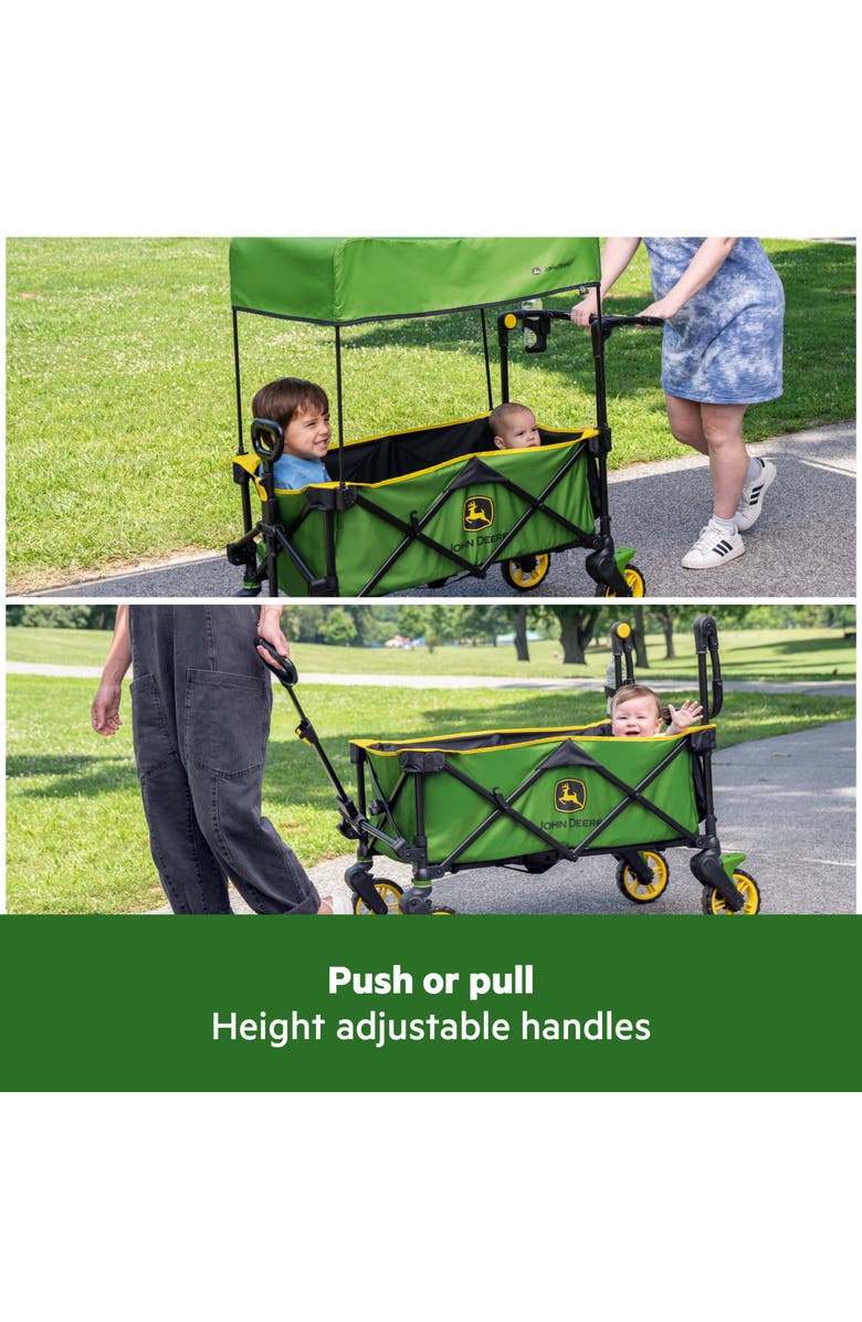 BRIGHT STARTS John Deere Pop 'N Ride Wagon with Sun Canopy, Alternate, color, Green