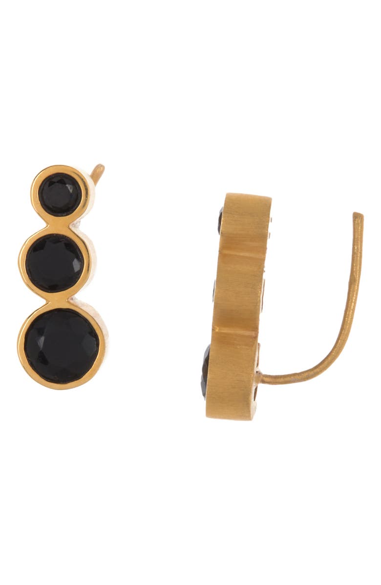 Dean Davidson Manhattan 22K Gold Plated Black Onyx Graduated Crawler Earrings, Main, color, 