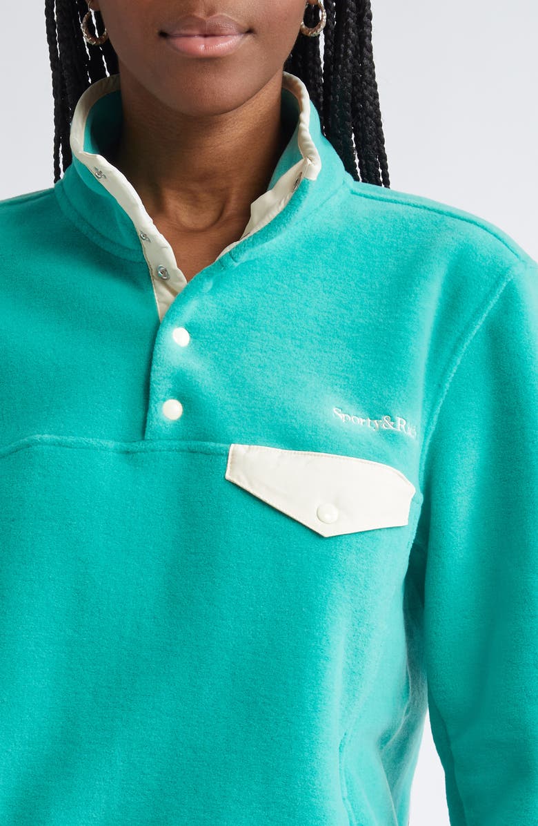 Sporty & Rich Serif Logo Polar Fleece Sweatshirt, Alternate, color, 