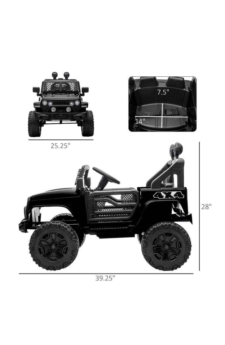 Aosom 12V Kids Off Road Ride On Truck with Remote Control, Adjustable Speed, Alternate, color, Black