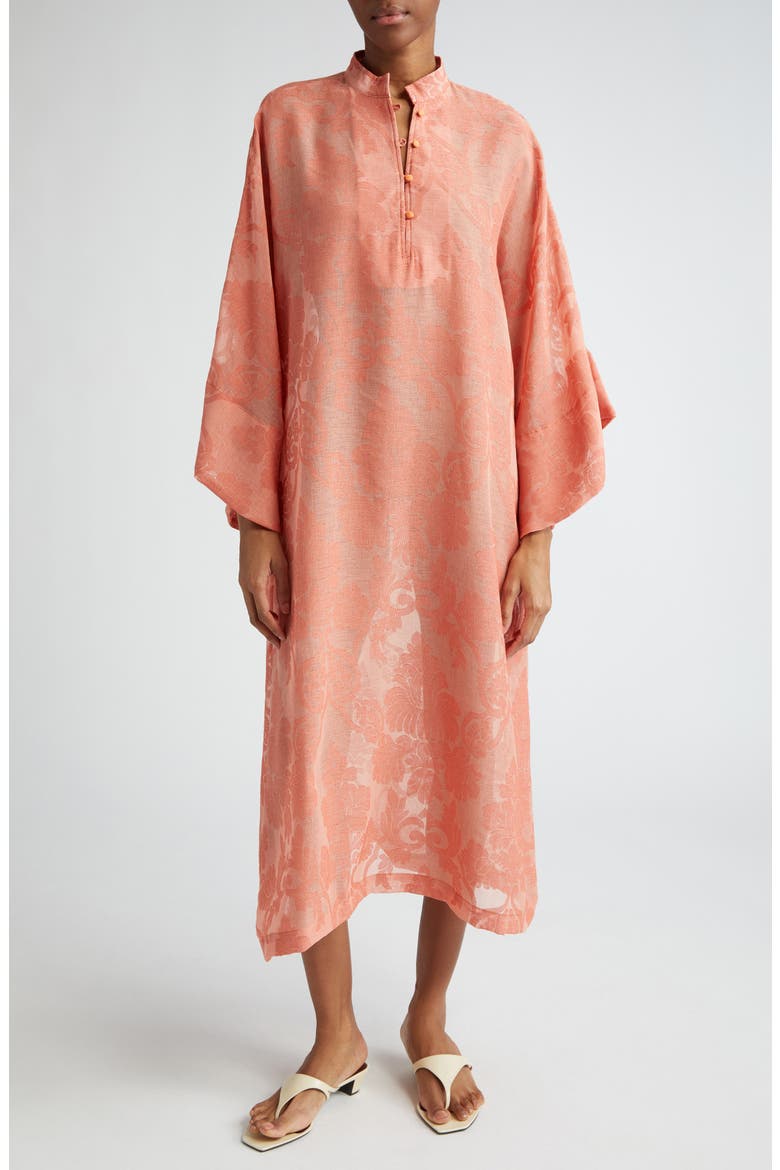 Damask Cover-Up Caftan, Main, color, ORANGE
