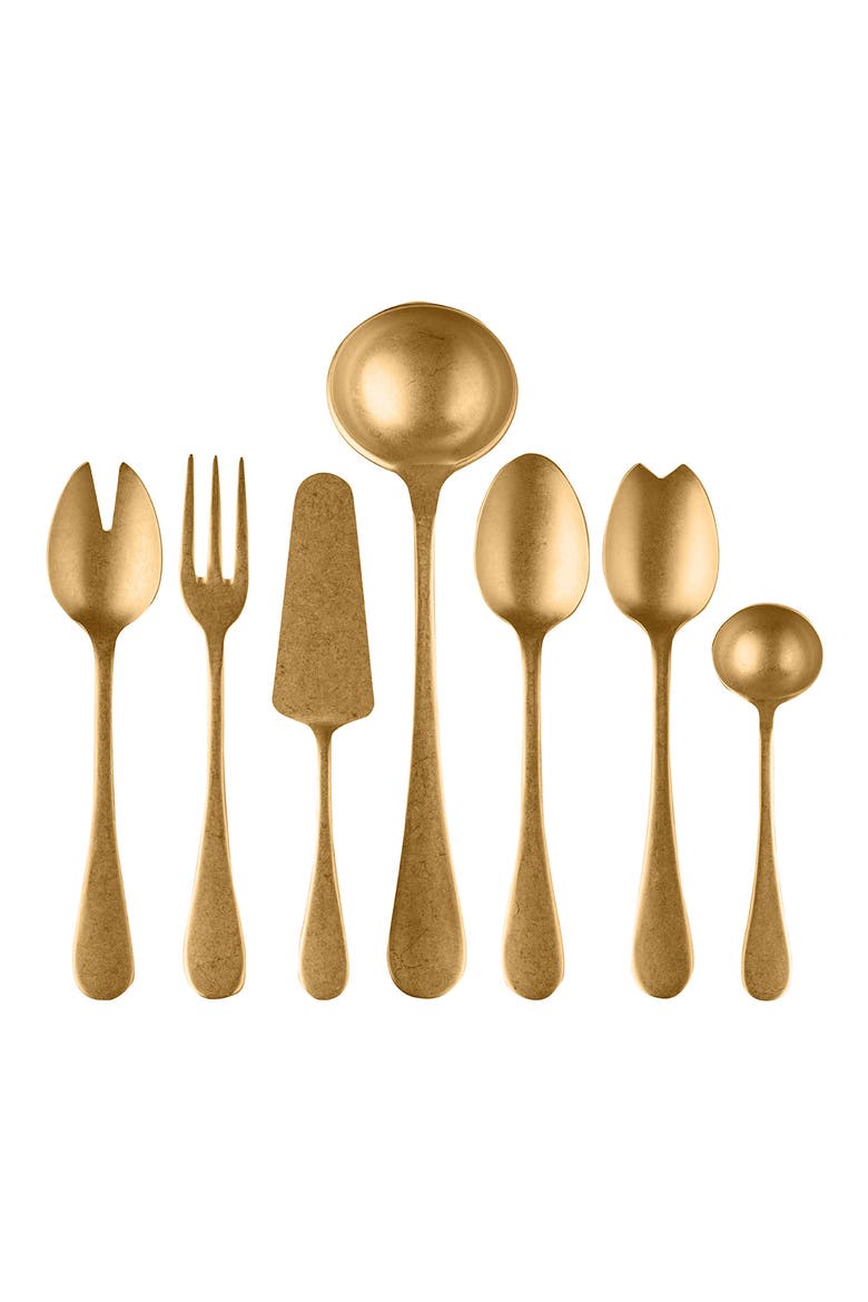 Pewter 7-Piece Place Serving Set, Main, color, GOLD