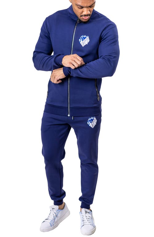 Maceoo Zipper Ascension86 Blue Knit Track Jacket In Blue