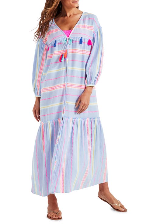 Beachy Stripe Cover-Up Caftan