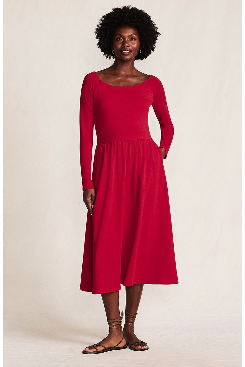 Cotton Modal Off Shoulder Midi Dress, Main, color, Rich Red