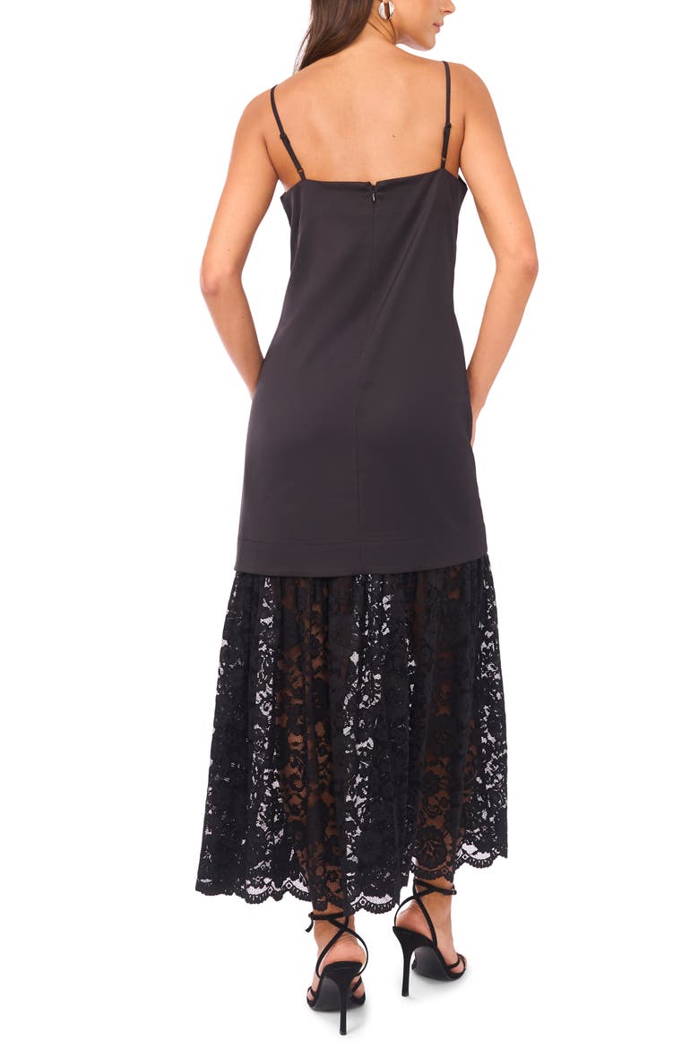 Lace Hem Mixed Media Dress, Alternate, color, RICH BLACK