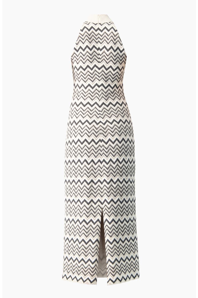 Zigzag Knit Halter Neck Sleeveless Midi Dress, Alternate, color, White