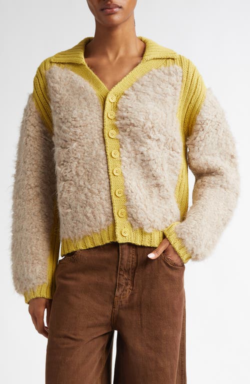 Eckhaus Latta Teddy Alpaca Blend Cardigan in Daffodil 