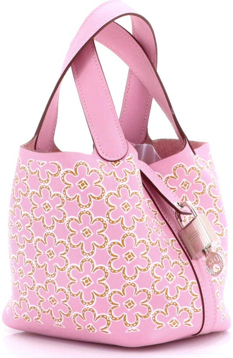 Pre-Owned Hermes Picotin Lock Bag Lucky Daisy Printed Swift Micro, Alternate, color, Mauve Sylvestre