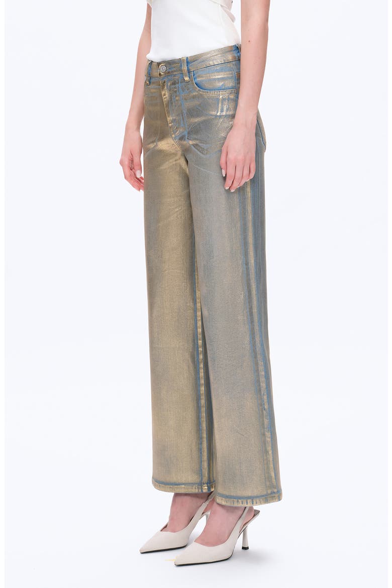 Metallic High Waist Wide Leg Jeans, Alternate, color, GOLDEN